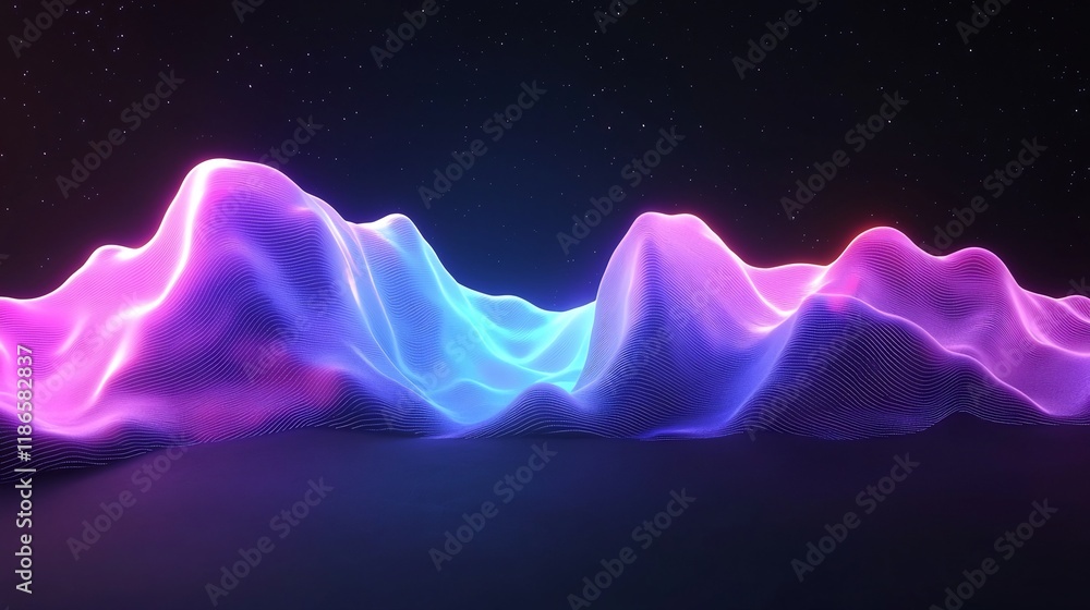 Poster mesmerizing chromatic light cascade with ethereal quantum waves and iridescent digital refractions