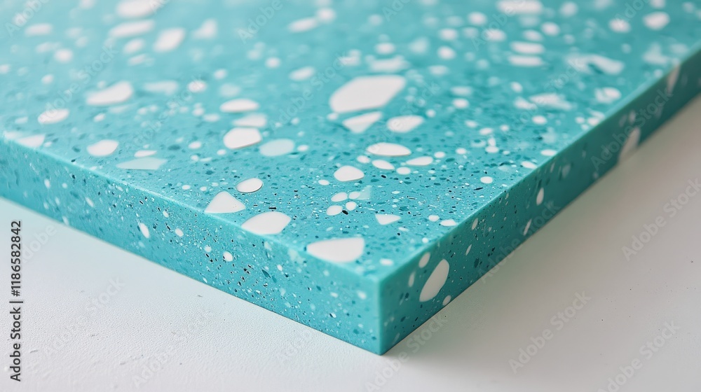 Poster turquoise and white solid surface material with methyl methacrylate texture and design elements