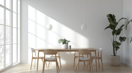 Minimalist Tiny House Dining Area with Eco-Friendly Furniture and Natural Lighting Featuring Simple Table and Chairs in Modern Design
