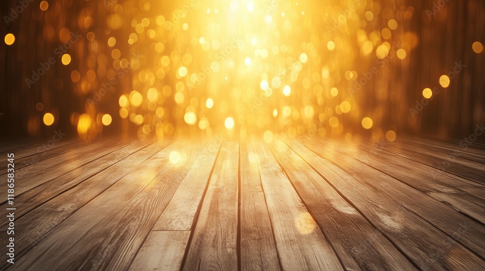 Poster warm vintage wooden background with bokeh light effects for an immersive and inviting design atmosph