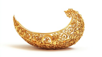 Turkish ornate gold jewelry piece intricately designed on a clean white background showcasing traditional craftsmanship