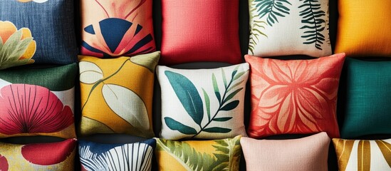 Vibrant fabric samples featuring decorative pillows and upholstery fabrics perfect for enhancing interior design aesthetics