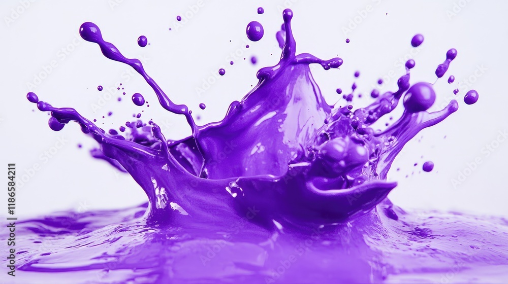 Aufkleber Vibrant violet paint splash creating dynamic patterns against a clean background for artistic and creative design use.