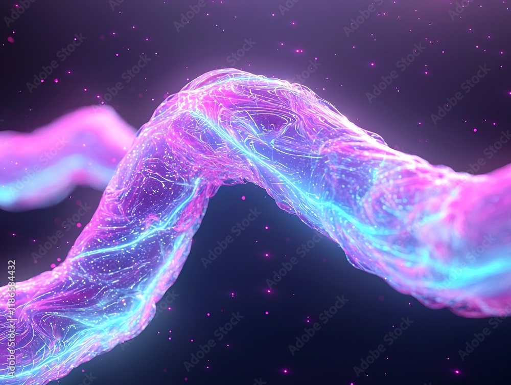 Poster captivating digital depicting a mesmerizing light symphony of quantum particles with dynamic energy 
