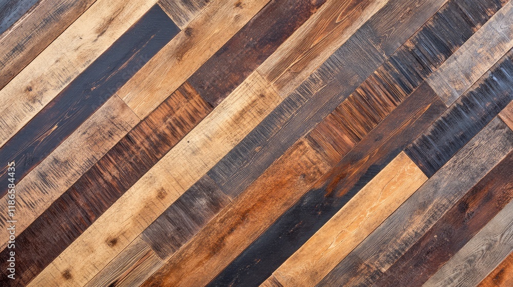 Poster Rustic wooden planks background with varied textures and colors ideal for design projects and vintage style illustrations