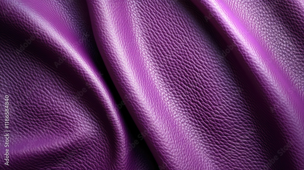 Poster vibrant violet leather texture showcasing rich folds and a smooth surface for design and textile app