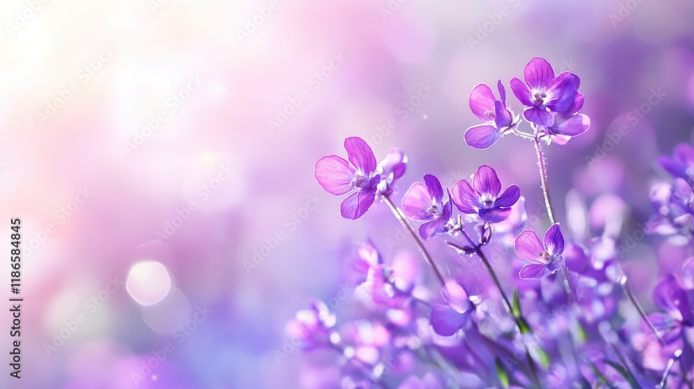 Poster vibrant violet flowers with a soft blurred background creating a dreamy floral atmosphere for spring