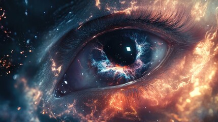 Cosmic Eye with Celestial Patterns and Vibrant Colors Reflecting the Universe's Mysteries and Beauty