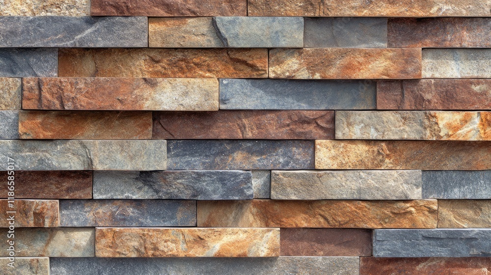 Poster Textured stone wall background with varied colors and patterns suitable for architectural design and interior decor projects.