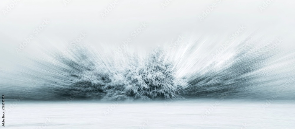 Poster abstract winter landscape with motion blur effect of snowy forest conveys serenity and blank space f