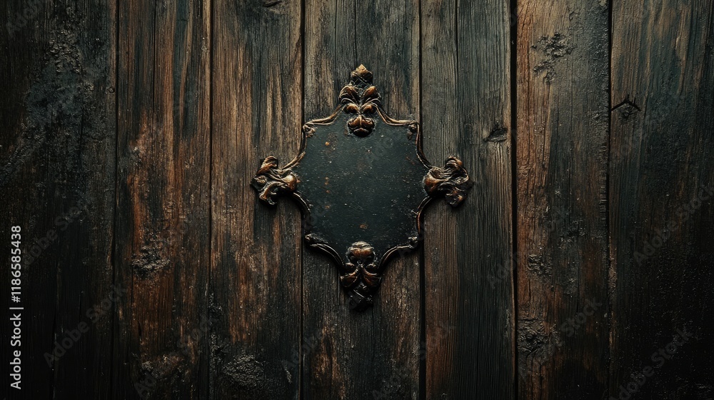 Poster elegant vintage wooden background with ornate frame and textured dark wood for rustic and classic de