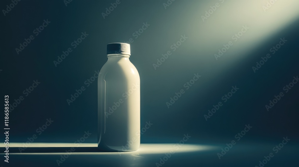 Aufkleber Bottle Container Silhouette with Soft Backlight Creating a Dramatic Contrast on Dark Background for Product Advertising and Branding Use