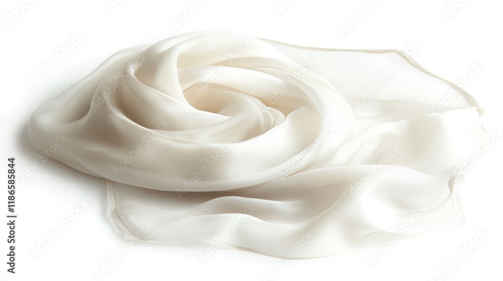 Poster elegant white silk fabric draped gracefully on a soft white background showcasing its smooth texture