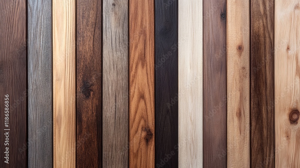 Poster vertical wooden planks in various shades creating a rustic and cozy background for design and interi