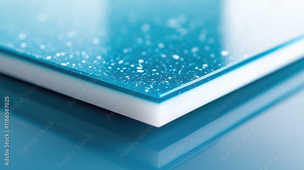 Aufkleber turquoise and white solid surface material with a glossy finish showcasing bubbles and reflections i