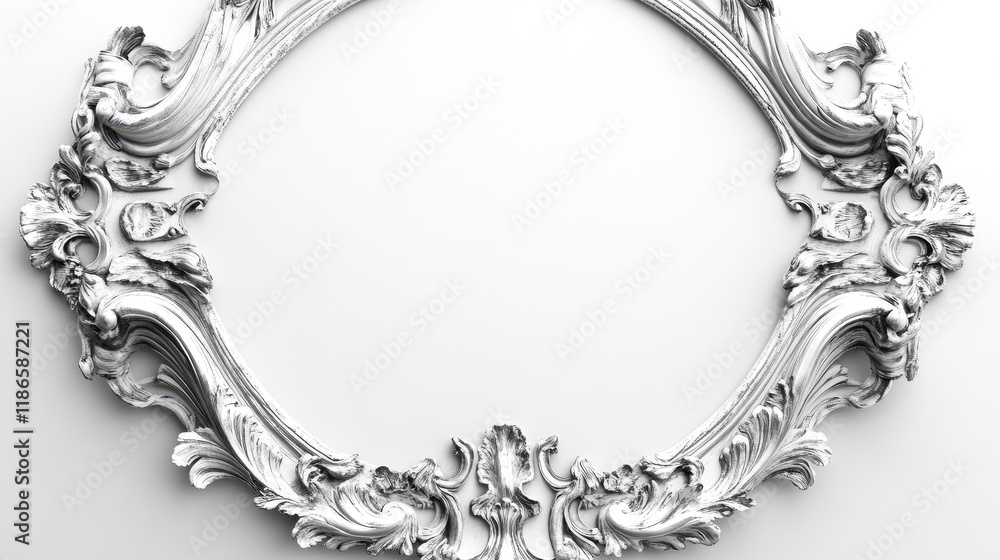 Poster elegant vintage picture frame isolated on white background showcasing intricate baroque design and o