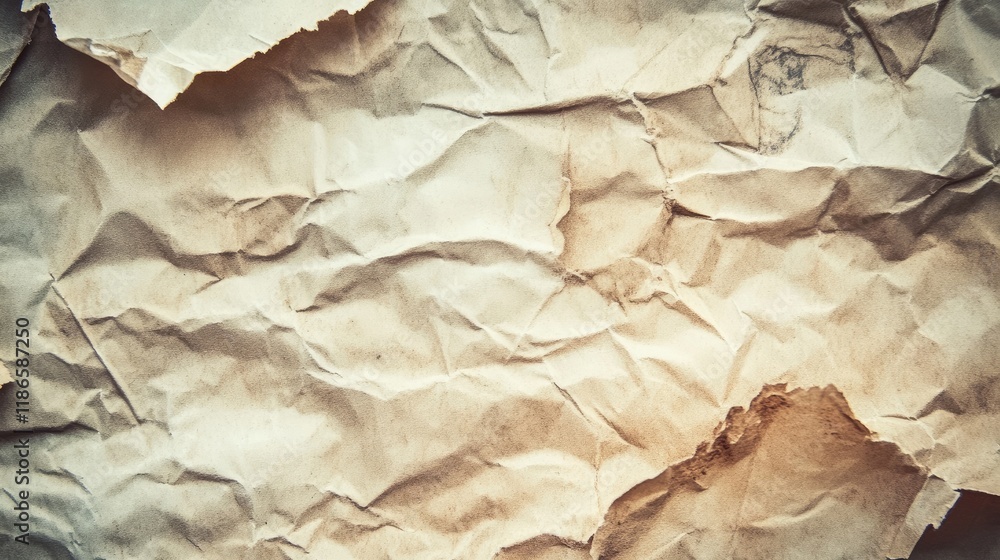 Poster Old crumpled paper texture background for vintage and retro design projects