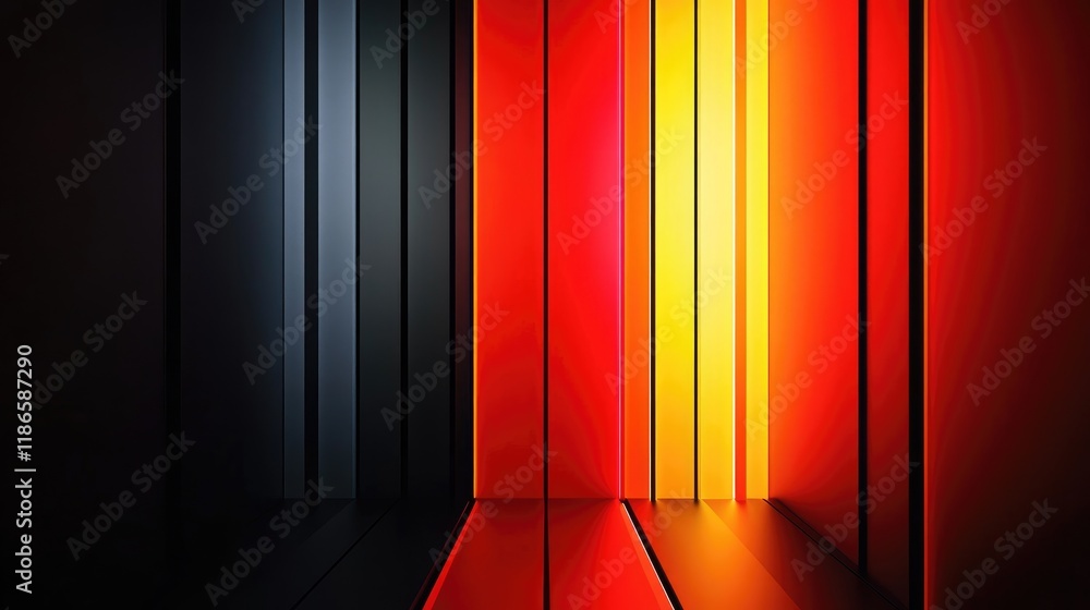 Aufkleber vibrant abstract background with smooth lines and glowing neon colors in red black and gradient shad