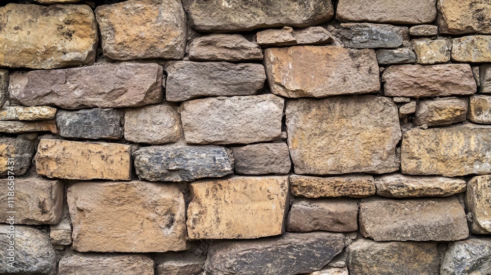 Poster textured stone wall with natural color variations showcasing rustic charm and architectural history 