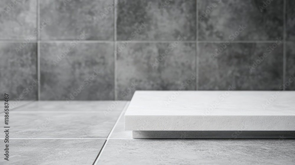 Aufkleber Modern Minimalist Empty Display Platform on Gray Textured Surface for Product Presentation