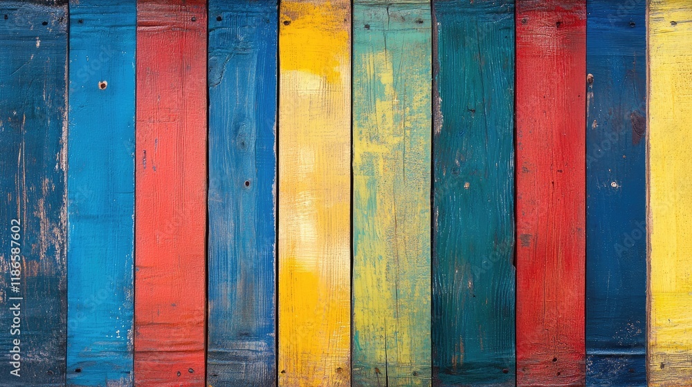 Aufkleber colorful vintage wooden planks background in rustic style with weathered paint textures ideal for cr