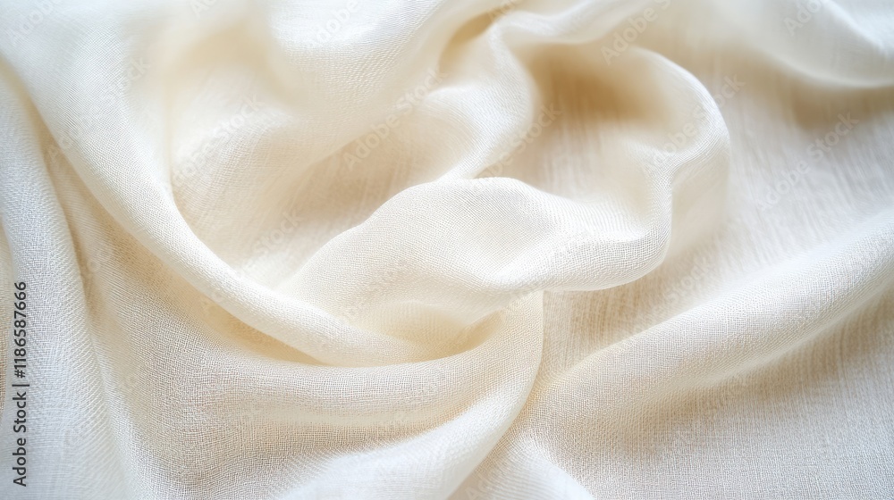 Poster Elegant white silk fabric texture with soft folds and subtle sheen for backgrounds and textile design compositions