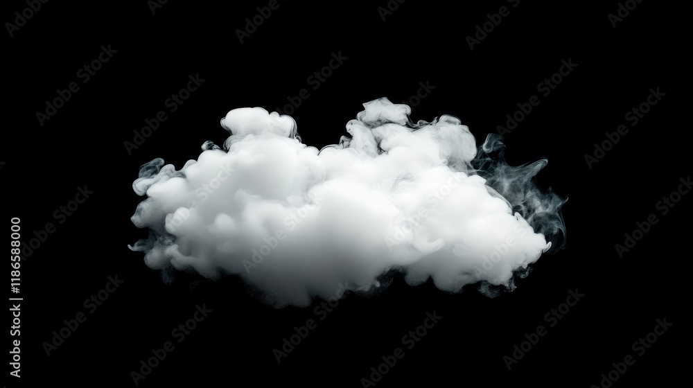 Aufkleber Abstract white smoke cloud isolated on black background creating a dramatic visual effect in design and artistic compositions.