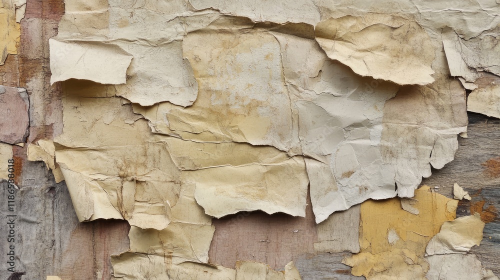 Poster Textured vintage paper background on weathered wooden surface for rustic design projects and art background.