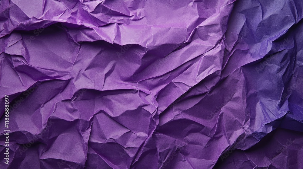 Poster textured violet crumpled paper background for creative design and artistic projects