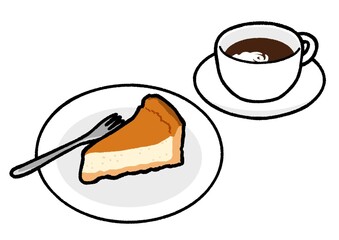 チーズケーキタルトとホットコーヒー
