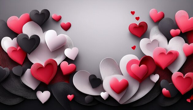 hearts abstract banner design with copy space graphic resource