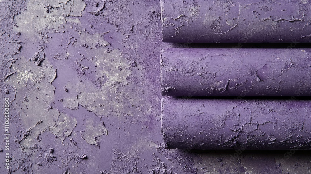 Poster vintage purple stucco texture with rolled cement elements displaying weathered and cracked surfaces 