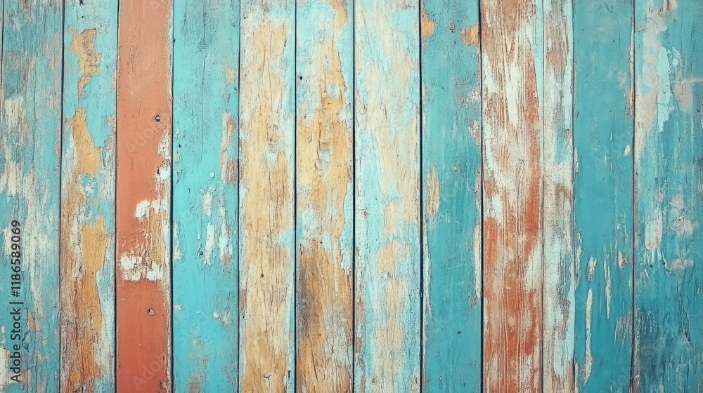Aufkleber rustic vintage wood background with distressed blue and orange textures ideal for retro design and c