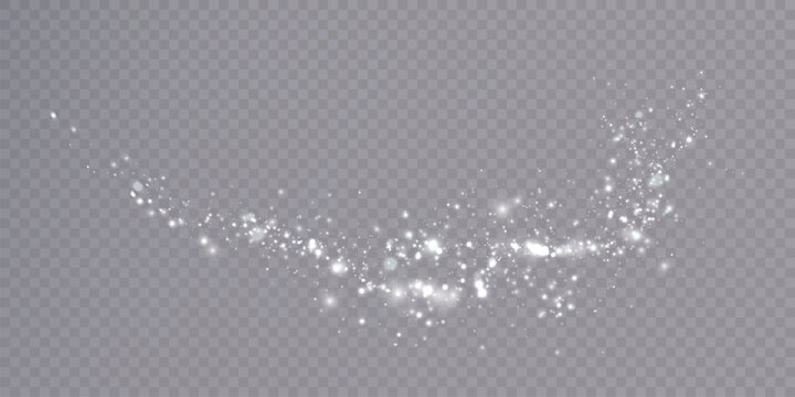 Golden magic comet light effect with many sparkling bokke and shimmer light effects. Magic gold glitter. Vector