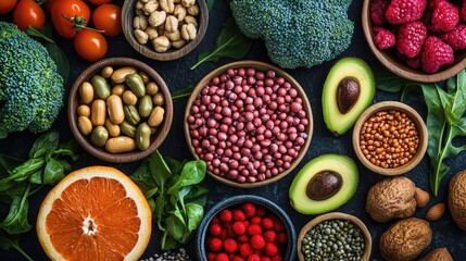 Vegan Sources of Vitamin B12 and Nutrient-Rich Foods Assorted in Bowls Top View