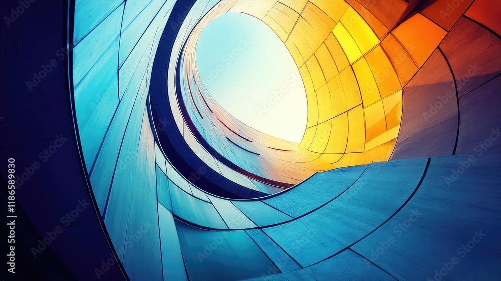 Aufkleber vibrant abstract spiral architecture design with colorful light and smooth curves