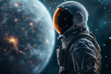 Space tourist explore moon landscape generative AI picture