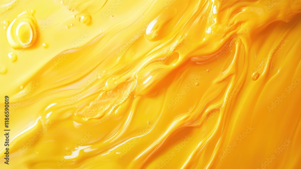 Aufkleber Abstract yellow liquid texture creating dynamic patterns and smooth flow in a vibrant fluid motion background.
