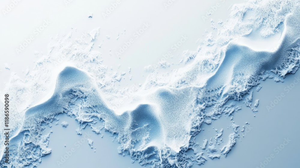 Poster Winter landscape with pristine snow texture and delicate snowflakes creating a serene and tranquil icy panorama background.