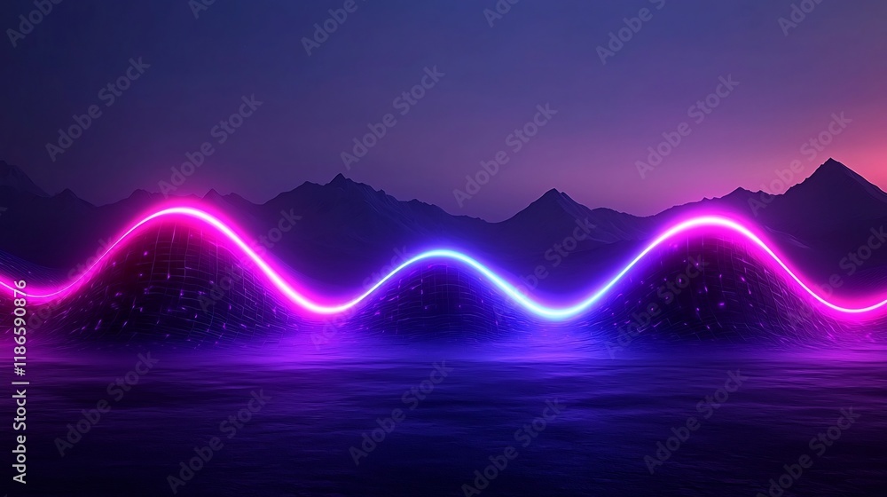 Poster mesmerizing abstract digital artwork showcasing a vibrant neon lit futuristic city landscape with dy