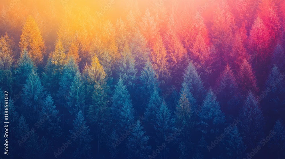 Aufkleber vibrant abstract gradient background showcasing colorful trees blending seamlessly for a serene natu