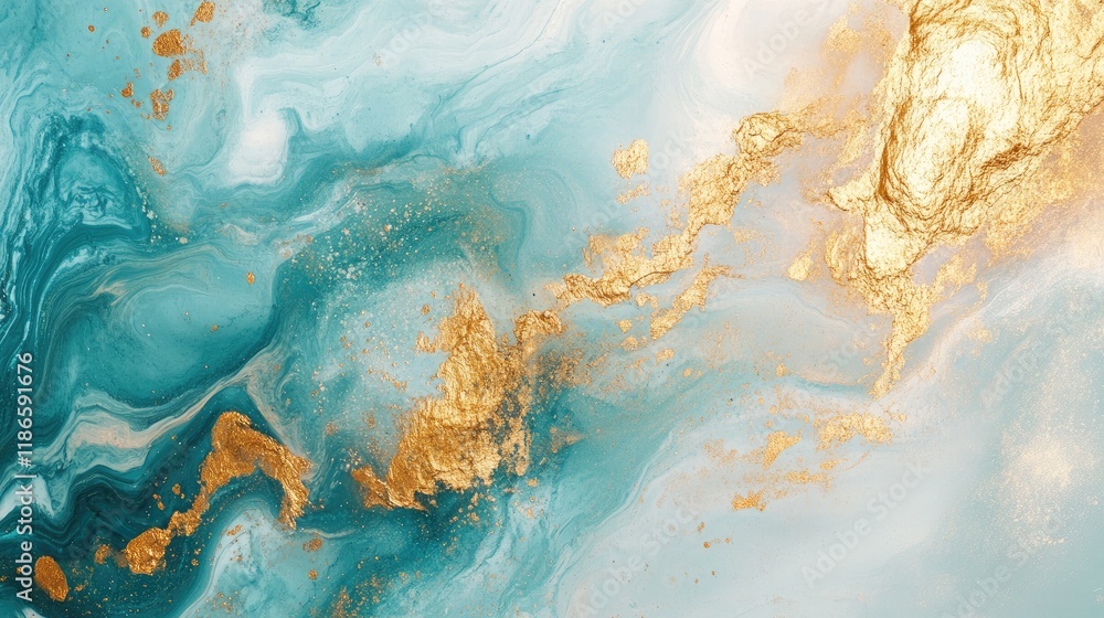 Aufkleber elegant abstract art with golden brush strokes and colorful textures creating a dynamic visual exper