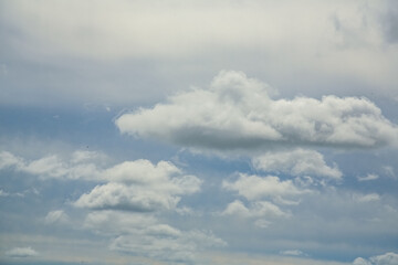 Clouds set isolated . White cloudiness, mist or smog background.