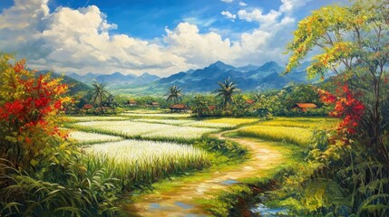 Scenic Countryside Landscape Painting