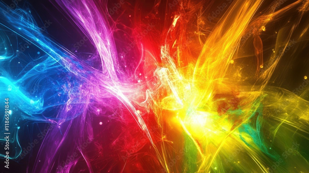 Poster dynamic abstract design featuring vivid colors and fluid shapes, perfect for backgrounds or textured