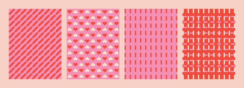 Geometric Happy valentine day background. Trendy simple modern greeting cards. Universal modern artistic templates. lovely posters in pink red colors. February 14.