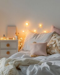 Cozy Bedroom with Minimalist Decor and Soft Lighting