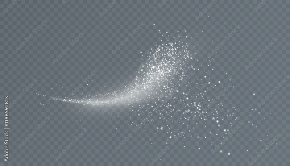 Poster bright magical comet light effect with many sparkling bokke and shimmering light effects. magic brig