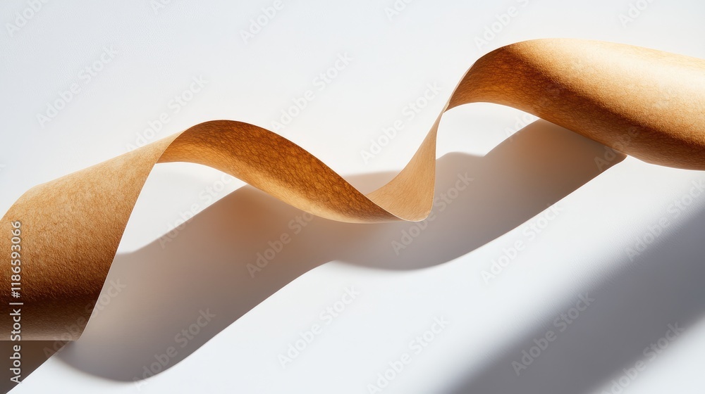 Poster twisted vintage paper roll creating dynamic shadows on a clean white surface showcasing texture and 