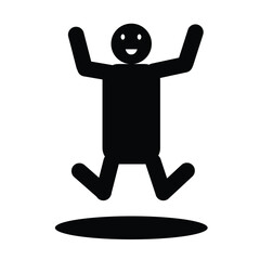 Black silhouette of a person with arms up jumping above a black line